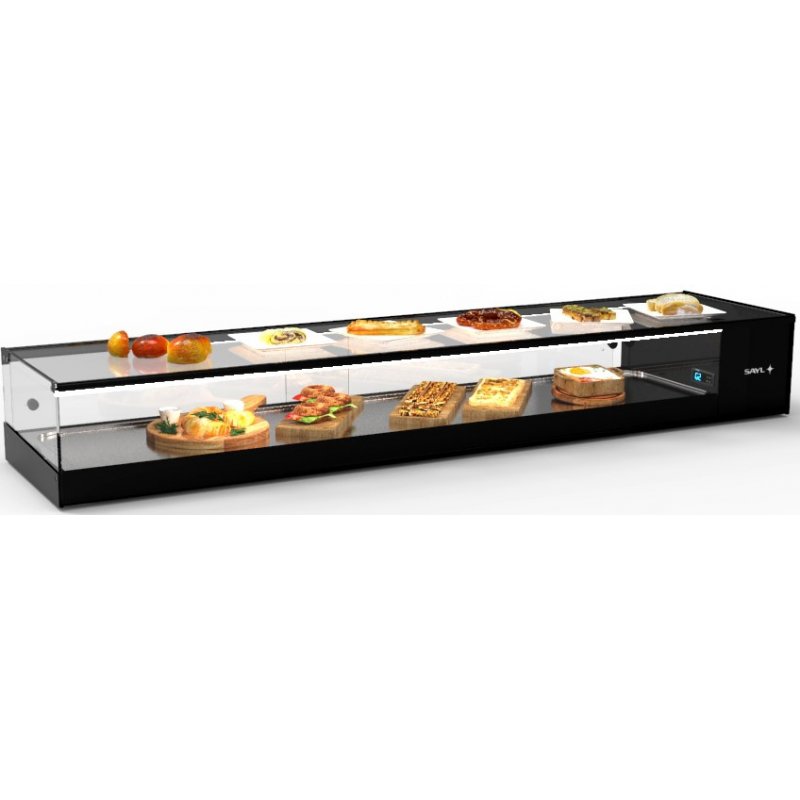 Vitrina refrigerada sobremostrador negra Logic Tapas VTLG8P para 8 bandejas GN 1/3 Vitrina refrigerada sobremostrador negra Logic Tapas VTLG8P para 8 bandejas GN 1/3