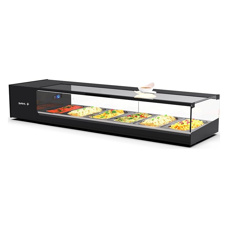 Vitrina refrigerada sobremostrador negra Logic Tapas VTLG6-I para 6 bandejas GN 1/3 Vitrina refrigerada sobremostrador negra Logic Tapas VTLG6-I para 6 bandejas GN 1/3