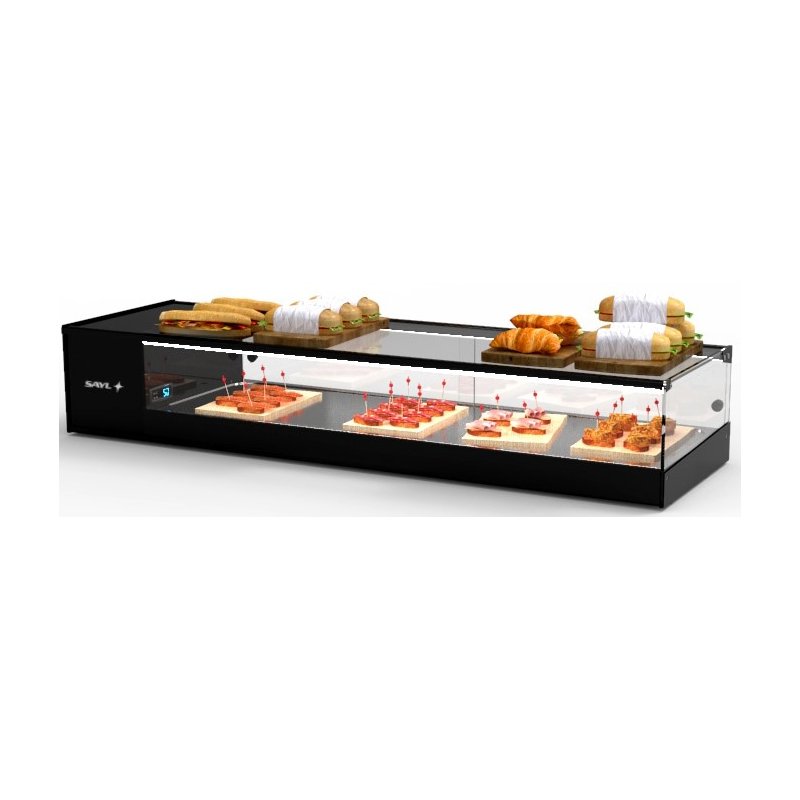 Vitrina refrigerada sobremostrador negra Logic Tapas VTLG6P-I para 6 bandejas GN 1/3 Vitrina refrigerada sobremostrador negra Logic Tapas VTLG6P-I para 6 bandejas GN 1/3