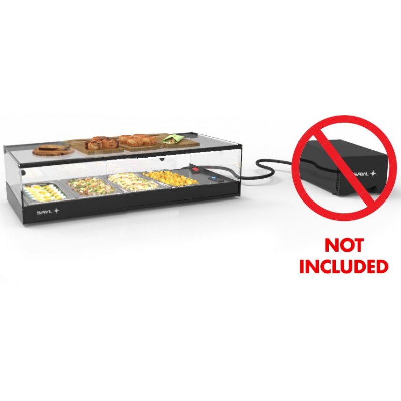 Vitrina sobremostrador negra Logic Tapas VTLG4GRZ sin grupo, 4 GN 1/3, con cuba embutida profesional Vitrina sobremostrador negra Logic Tapas VTLG4GRZ sin grupo, 4 GN 1/3, con cuba embutida profesional