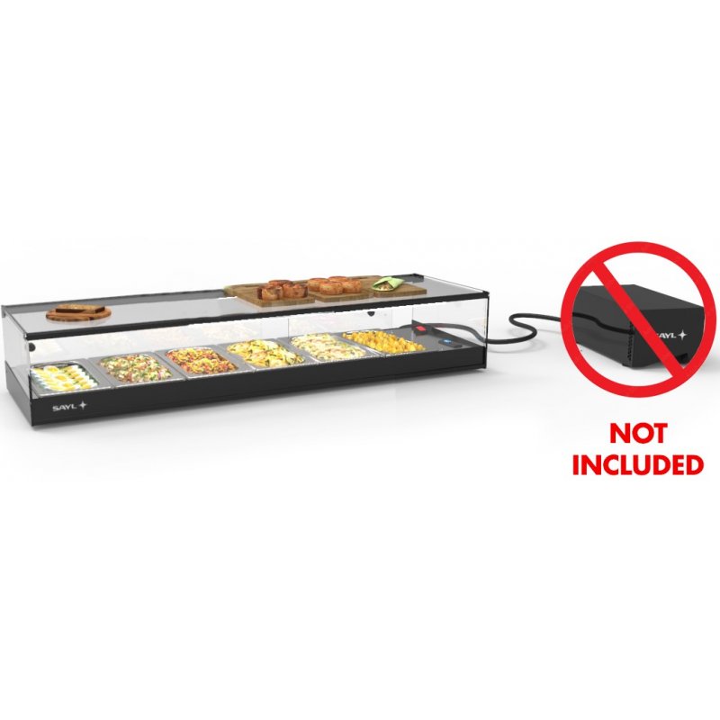 Vitrina sobremostrador negra Logic Tapas VTLG6GRZ sin grupo, 6 GN 1/3, con cuba embutida Vitrina sobremostrador negra Logic Tapas VTLG6GRZ sin grupo, 6 GN 1/3, con cuba embutida