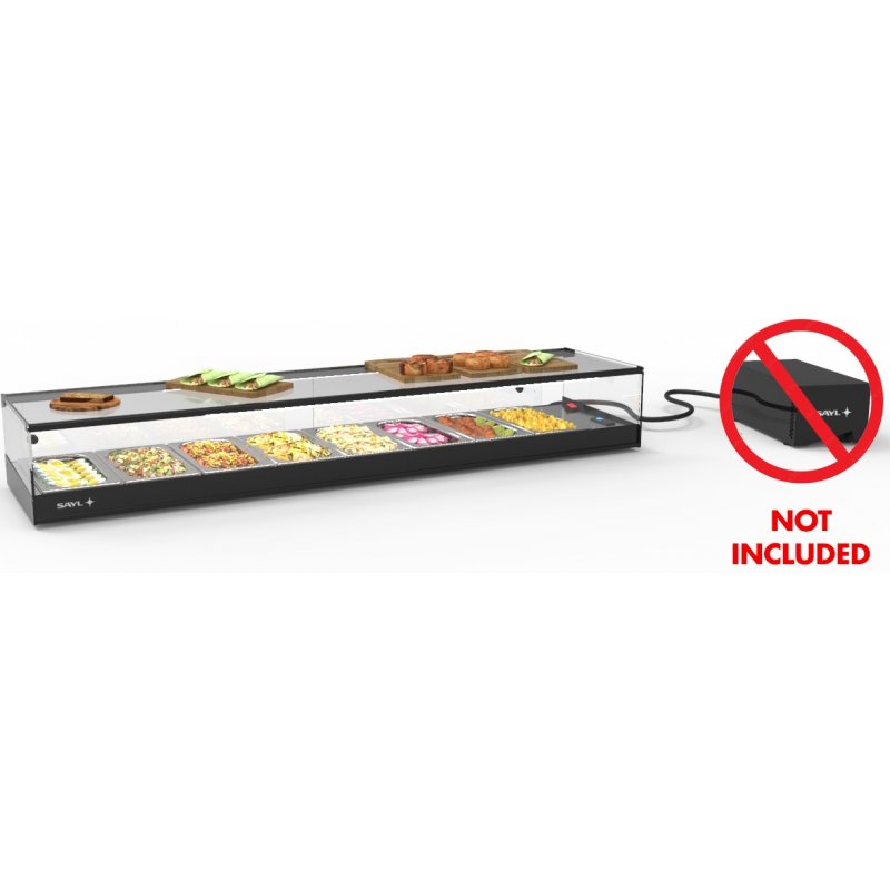 Vitrina sobremostrador negra Logic Tapas VTLG8GRZ sin grupo, 8 GN 1/3, con cuba embutida Vitrina sobremostrador negra Logic Tapas VTLG8GRZ sin grupo, 8 GN 1/3, con cuba embutida