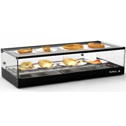 Vitrina caliente sobremostrador negra Sahara Tapas CLO4SL, calor seco, 4 GN 1/3, con cristal templado