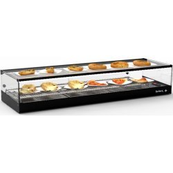 Vitrina caliente sobremostrador negra Sahara Tapas CLO6SL, calor seco, 6 GN 1/3, cristal templado
