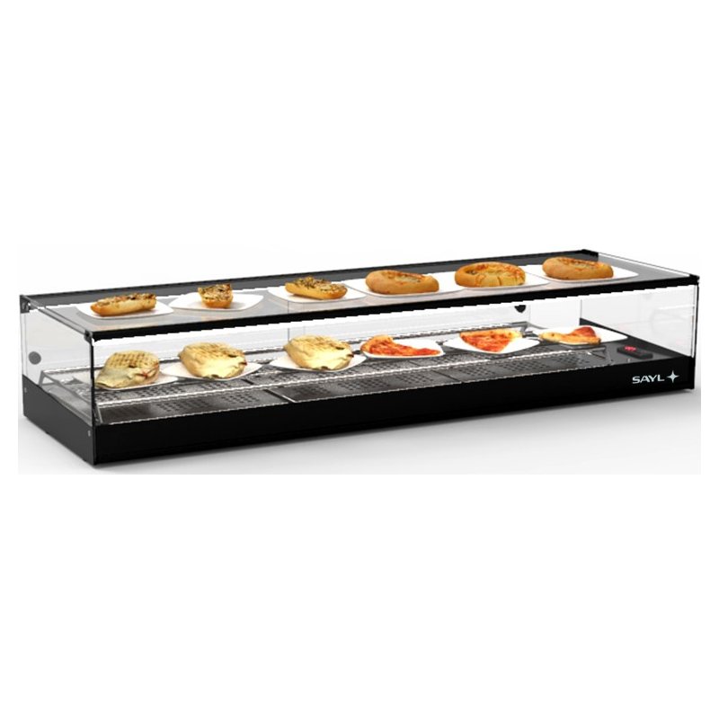 Vitrina caliente sobremostrador negra Sahara Tapas CLO6SL, calor seco, 6 GN 1/3, cristal templado Vitrina caliente sobremostrador negra Sahara Tapas CLO6SL, calor seco, 6 GN 1/3, cristal templado