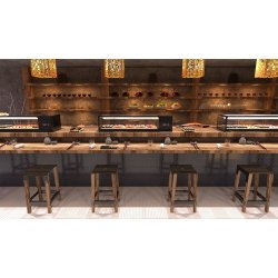 Vitrina refrigerada para sushi Logic Sushi VTLG8SGR negra con puertas correderas y grupo frigorífico remoto