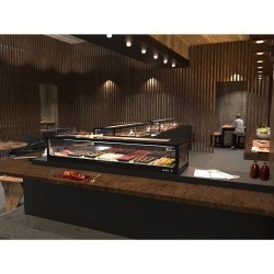 Vitrina refrigerada para sushi Logic Sushi VTLG8SGR negra con puertas correderas y grupo frigorífico remoto