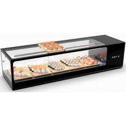 Vitrina refrigerada para sushi Logic Sushi VTLG6SP negra con puertas correderas y cristal de doble cámara
