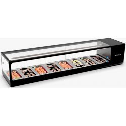 Vitrina refrigerada para sushi Logic Sushi VTLG8S negra con puertas correderas y cristal de doble cámara
