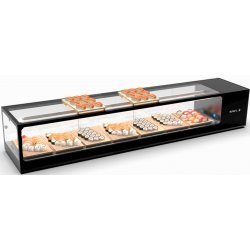 Vitrina refrigerada para sushi Logic Sushi VTLG8SP negra con puertas correderas y cristal de doble cámara