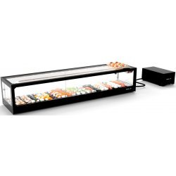 Vitrina refrigerada para sushi Logic Sushi VTLG8SGRP negra con grupo remoto y puertas correderas traseras