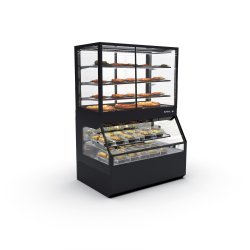 Vitrina modular Combi COC8AC de calor seco con 4 estantes y puertas ciega inferior + correderas superiores