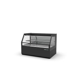 Vitrina Integra Neutra negra con 1 estante regulable, iluminación LED doble y puertas correderas traseras