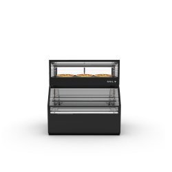 Vitrina Combi CON2C negra con calor seco, estante regulable y puertas ciega inferior + correderas superiores
