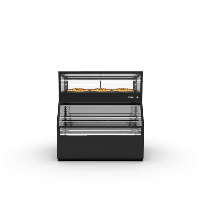 Vitrina Combi CON2C negra con calor seco, estante regulable y puertas ciega inferior + correderas superiores Vitrina Combi CON2C negra con calor seco, estante regulable y puertas ciega inferior + correderas superiores