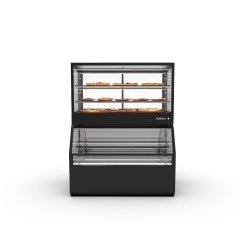 Vitrina Combi CON5C negra con calor seco, 3 estantes regulables y puertas ciega inferior + correderas superiores