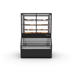 Vitrina Combi CON8AC negra con calor seco, 4 estantes regulables y puertas ciega inferior + correderas superiores