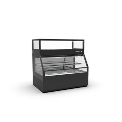 Vitrina Combi CON2F negra con frío ventilado, 1 estante regulable y puertas ciega inferior + correderas superiores
