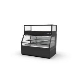 Vitrina Combi CON2N negra neutra con 1 estante regulable y puertas ciega inferior + correderas superiores