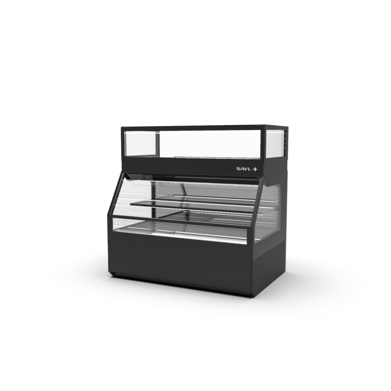 Vitrina Combi CON2N negra neutra con 1 estante regulable y puertas ciega inferior + correderas superiores Vitrina Combi CON2N negra neutra con 1 estante regulable y puertas ciega inferior + correderas superiores