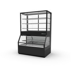 Vitrina Combi CON8N negra neutra con 4 estantes regulables y puertas ciega inferior + correderas superiores