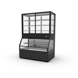 Vitrina Combi CON8AN negra neutra con 4 estantes regulables y puertas ciega inferior + correderas superiores