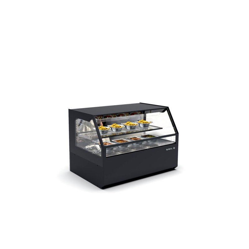 Vitrina Combi COC negra con calor seco, 1 estante regulable y puertas correderas traseras