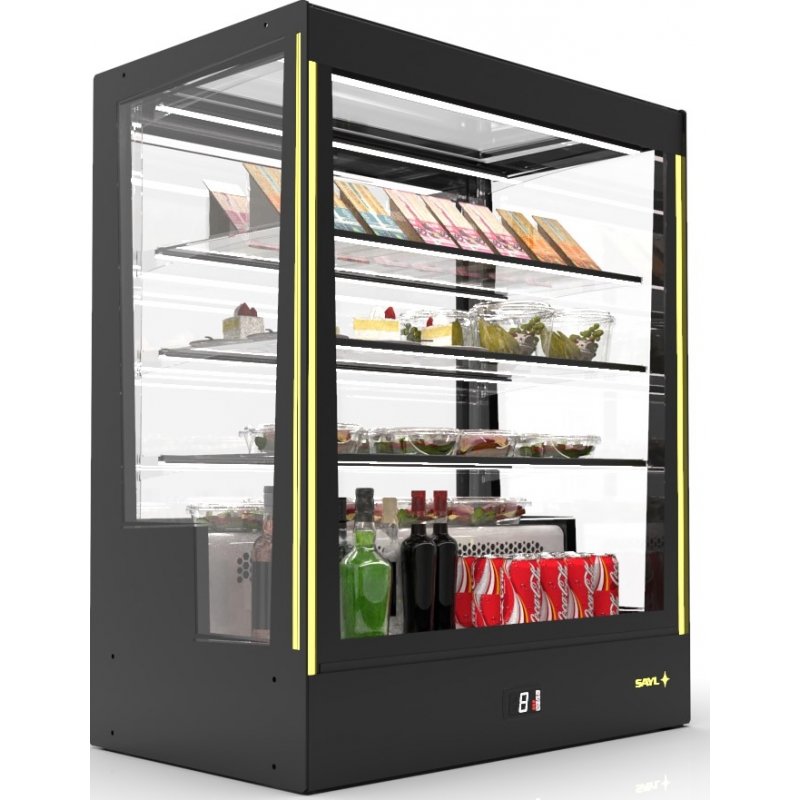 Vitrina refrigerada Sayl Pak PAK-RAC compacta para hostelería con frío ventilado y estantes iluminados LED