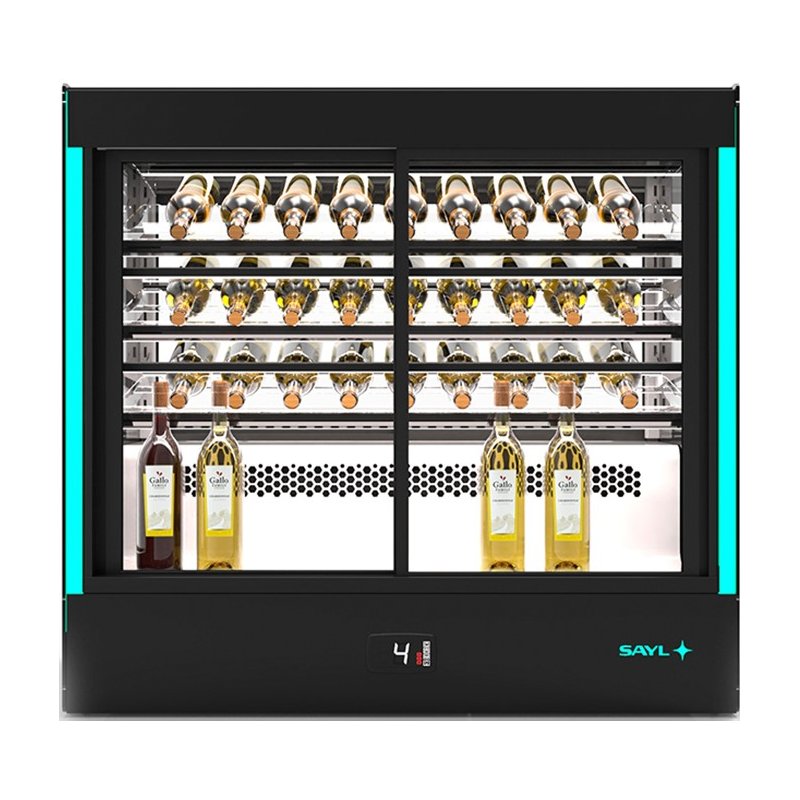 Vitrina refrigerada profesional Sayl CPAK-RAA-W para vinos, pastelería y bebidas con estantes LED y acceso doble Vitrina refrigerada profesional Sayl CPAK-RAA-W para vinos, pastelería y bebidas con estantes LED y acceso doble