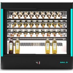 Vitrina refrigerada Sayl Compak CPAK-RAC-W con puertas correderas y 2 estantes LED para vinos y hostelería