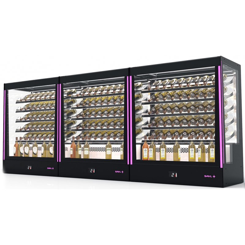 Vitrina refrigerada Sayl Pak PAK-RAC-W con puertas correderas y 3 estantes LED para vinos y hostelería profesional Vitrina refrigerada Sayl Pak PAK-RAC-W con puertas correderas y 3 estantes LED para vinos y hostelería profesional