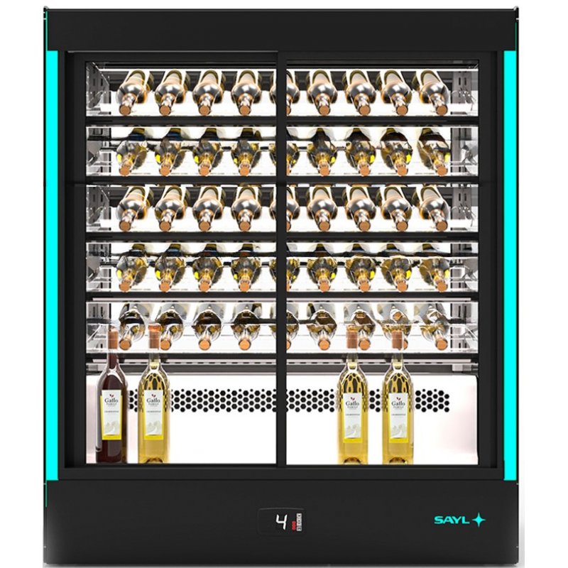Vitrina refrigerada Sayl Pak PAK-RCA-W con puertas correderas frontales y 3 estantes LED para vinos y hostelería