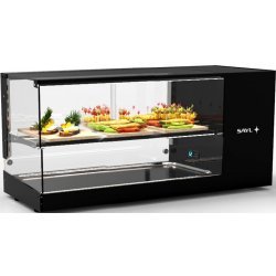 Vitrina sobremostrador refrigerada Sayl Logic Triple VTLG24P-1 con estantes LED y base refrigerada para tapas y hostelería