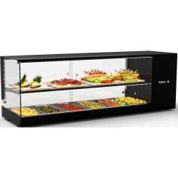 Vitrina sobremostrador refrigerada Sayl Logic Triple VTLG26-1 con estantes LED y base refrigerada para tapas y hostelería