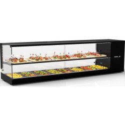 Vitrina sobremostrador Sayl Logic Triple VTLG28-1 refrigerada con triple exposición y estantes LED para tapas y hostelería