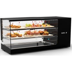 Vitrina refrigerada Logic Triple VTLG24P-2 negra de 3 niveles con estantes regulables, LED y puertas correderas