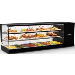 Vitrina refrigerada Logic Triple VTLG26-2 negra de 3 niveles con estantes regulables, LED y puertas correderas