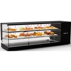 Vitrina refrigerada Logic Triple VTLG26P-2 negra de 3 niveles con estantes regulables, LED y puertas correderas