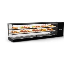 Vitrina refrigerada Logic Triple VTLG28P-2 negra de 3 niveles con estantes regulables, LED y puertas correderas