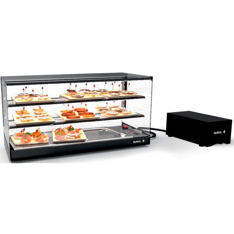 Vitrina refrigerada Logic Triple VTLG24GRP-2 negra de 3 niveles con grupo remoto, estantes regulables y puertas correderas Vitrina refrigerada Logic Triple VTLG24GRP-2 negra de 3 niveles con grupo remoto, estantes regulables y puertas correderas