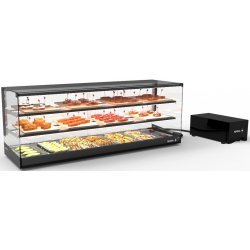 Vitrina refrigerada Logic Triple VTLG26GR-2 negra de 3 niveles con grupo remoto, estantes regulables y puertas correderas