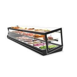 Vitrina refrigerada sobremostrador Kube VCKB6GRP de 132 cm con triple exposición, grupo remoto y cristal templado