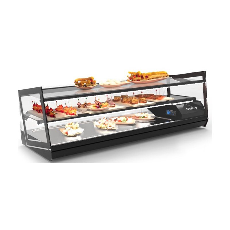 Vitrina sobremostrador Kube VCKB4P con control electrónico y triple exposición para productos frescos Vitrina sobremostrador Kube VCKB4P con control electrónico y triple exposición para productos frescos