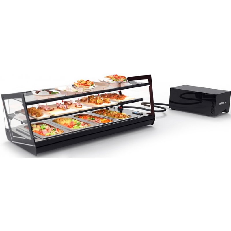 Vitrina refrigerada sobremostrador Kube VCKB4GR de triple exposición con grupo remoto y cristal templado Vitrina refrigerada sobremostrador Kube VCKB4GR de triple exposición con grupo remoto y cristal templado