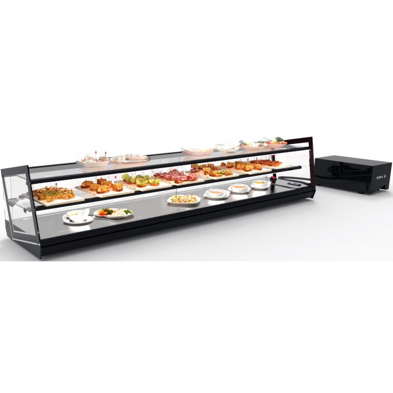 Vitrina refrigerada Kube VCKB8GRP de gran capacidad con 3 niveles, grupo remoto y LED en cristal templado Vitrina refrigerada Kube VCKB8GRP de gran capacidad con 3 niveles, grupo remoto y LED en cristal templado