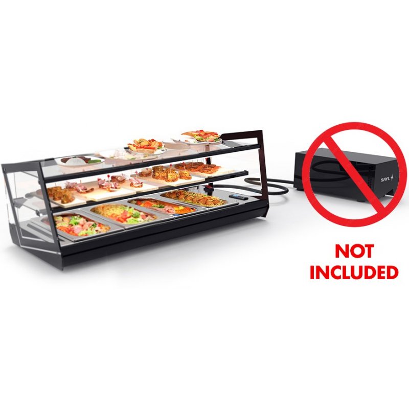Vitrina refrigerada Kube VCKB4GRZ para tapas y postres con triple exposición, grupo remoto y cristal panorámico Vitrina refrigerada Kube VCKB4GRZ para tapas y postres con triple exposición, grupo remoto y cristal panorámico