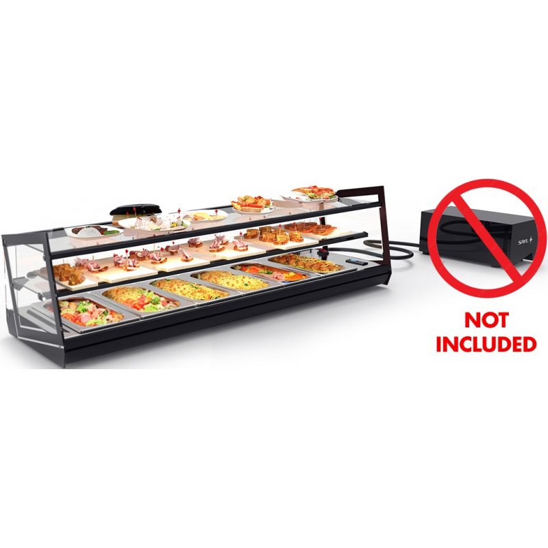 Vitrina refrigerada profesional Kube VCKB6GRZ de 3 niveles con grupo remoto y diseño en cristal templado