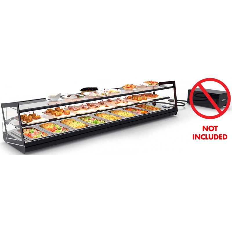 Vitrina refrigerada Kube VCKB8GRZ de 1540 mm con triple nivel de exposición y diseño en cristal templado