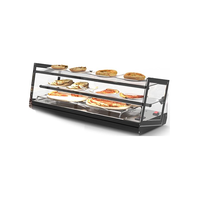 Vitrina caliente sobremostrador Kube SKU4L de triple exposición para tapas y bocadillos a temperatura constante