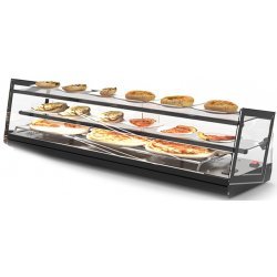 Vitrina caliente sobremostrador Kube SKU6L de triple exposición con calor seco, cristal templado y LED
